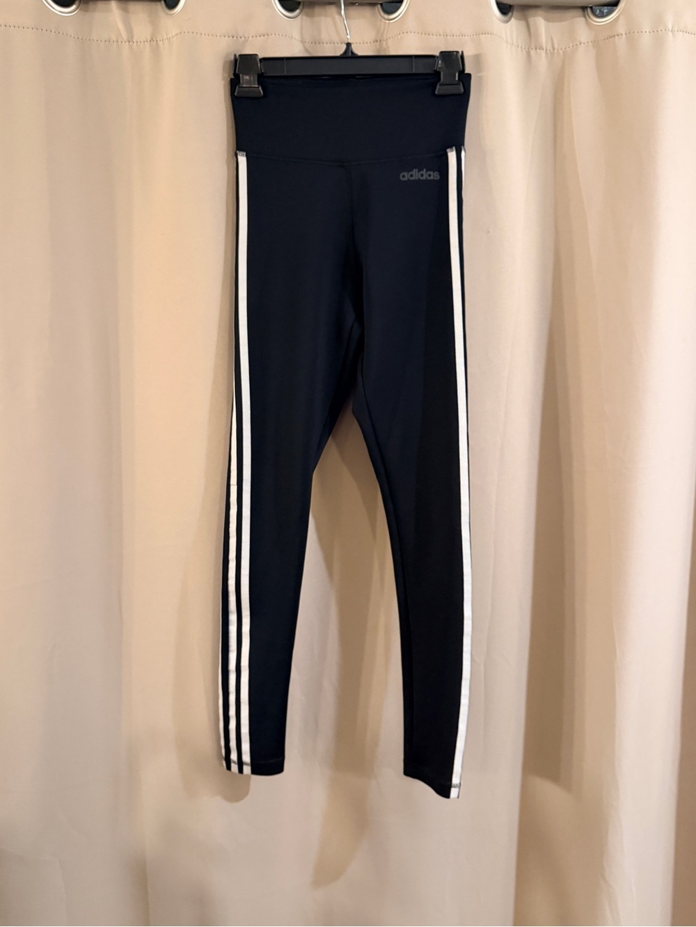 Adidas Youth Black Leggings with White Triple Side Stripes